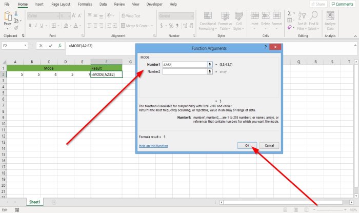 Cómo usar la función de modo en Excel