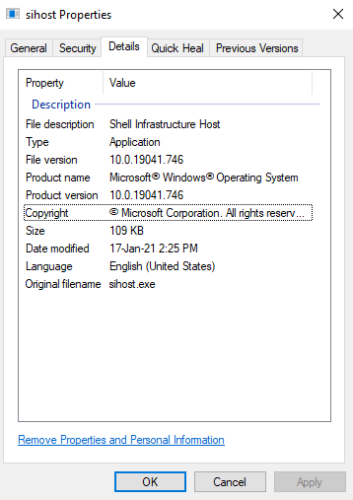 Proceso Sihost.exe en Windows 10_3