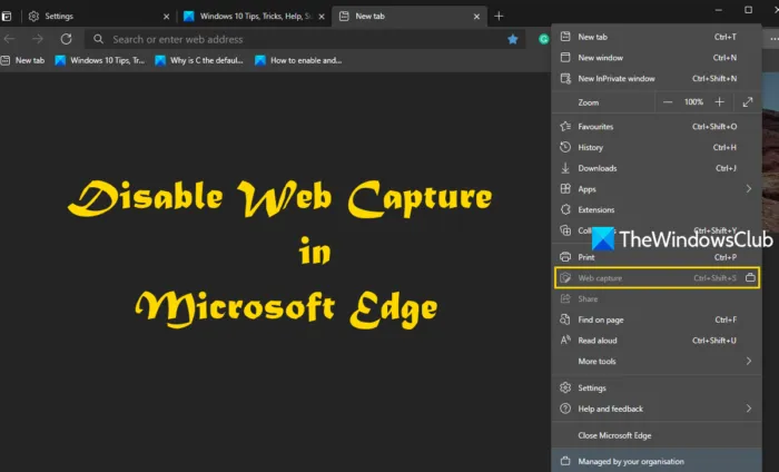 deshabilitar Web Capture Microsoft Edge